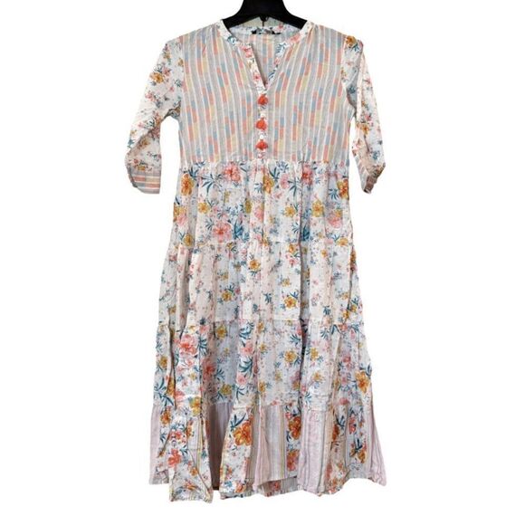 Melange Dresses & Skirts - Melange Womens Size Medium Multicolor 3/4 Sleeve Split Neck Fit & Flare Dress